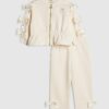 Mini Girls Cream Bow Cinched Sweatshirt Set Mini Girls Cream Bow Cinched Sweatshirt Set