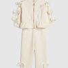 Mini Girls Cream Bow Cinched Sweatshirt Set Mini Girls Cream Bow Cinched Sweatshirt Set