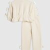 Mini Girls Cream Bow Cinched Sweatshirt Set Mini Girls Cream Bow Cinched Sweatshirt Set