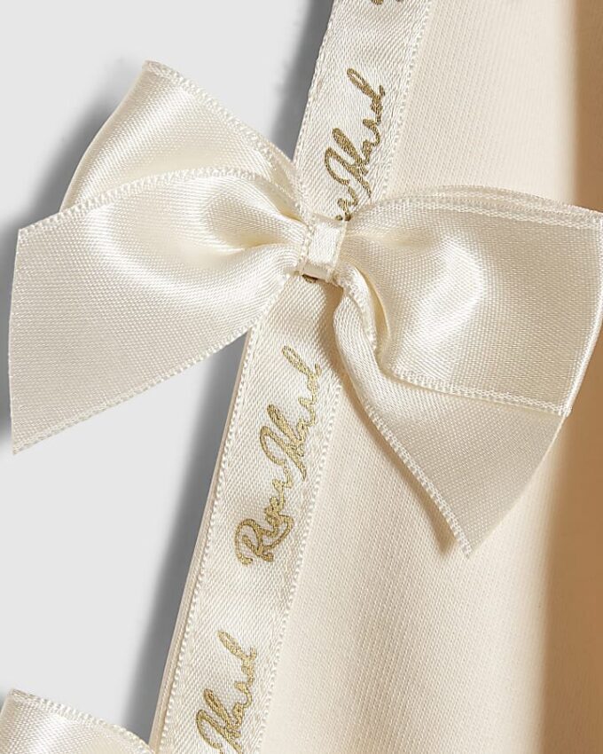 Mini Girls Cream Bow Cinched Sweatshirt Set Mini Girls Cream Bow Cinched Sweatshirt Set