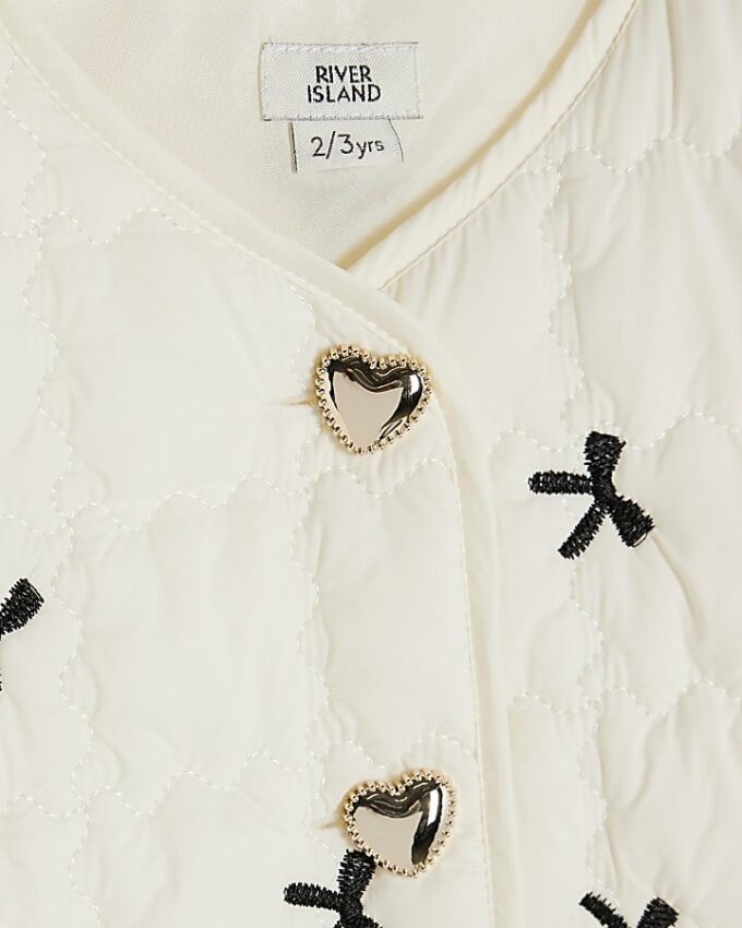 Mini Girls Cream Bow Gilet And Skirt Set Mini Girls Cream Bow Gilet And Skirt Set