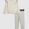 Mini Girls Cream Bow Ribbed Top Set Mini Girls Cream Bow Ribbed Top Set