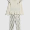 Mini Girls Cream Bow Ribbed Top Set Mini Girls Cream Bow Ribbed Top Set