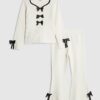 Mini Girls Cream Bow Trousers Set Mini Girls Cream Bow Trousers Set