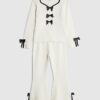 Mini Girls Cream Bow Trousers Set Mini Girls Cream Bow Trousers Set
