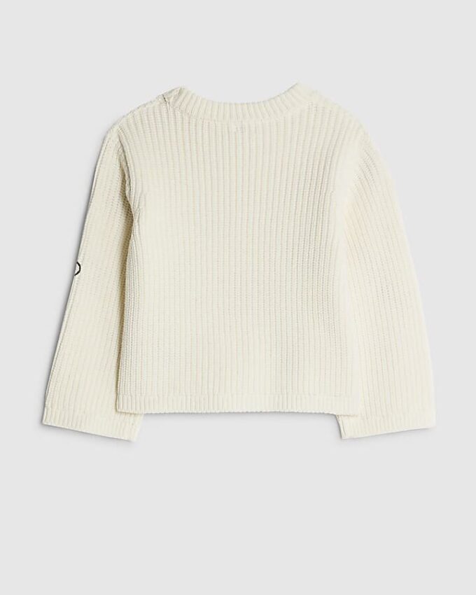 Mini Girls Cream Ladybird Lips Jumper