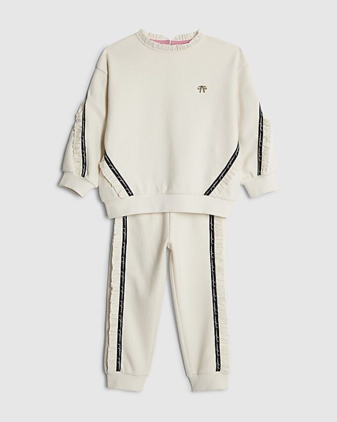 Mini Girls Cream RI Frill Sweatshirt Set