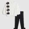 Mini Girls Cream Satin Bow Sweatshirt Set Mini Girls Cream Satin Bow Sweatshirt Set
