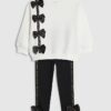 Mini Girls Cream Satin Bow Sweatshirt Set Mini Girls Cream Satin Bow Sweatshirt Set