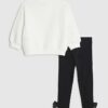 Mini Girls Cream Satin Bow Sweatshirt Set Mini Girls Cream Satin Bow Sweatshirt Set