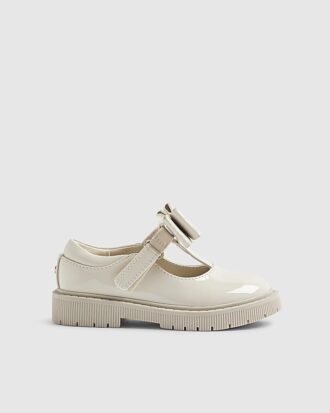 Mini Girls Cream T-Bar Bow Mary Jane-skor
