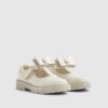 Mini Girls Cream T-Bar Bow Mary Jane-skor