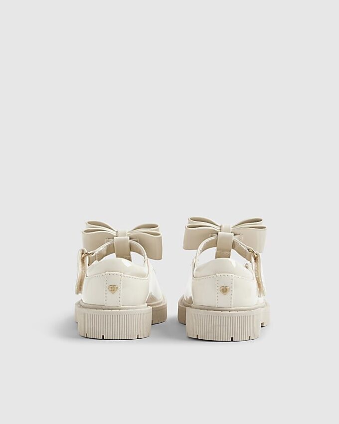 Mini Girls Cream T-Bar Bow Mary Jane-skor