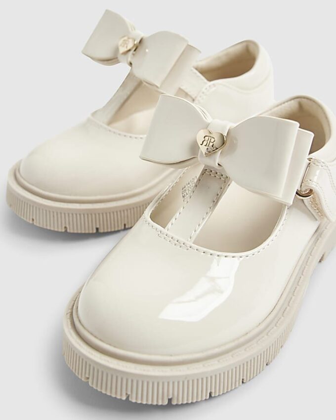 Mini Girls Cream T-Bar Bow Mary Jane-skor