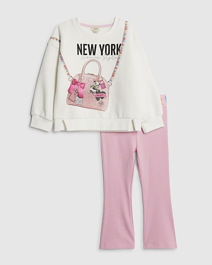Mini Girls Cream York Bag Sweatshirt Set Mini Girls Cream York Bag Sweatshirt Set