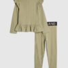 Mini Girls Khaki RI Waist Band Ribbed Set Mini Girls Khaki RI Waist Band Ribbed Set