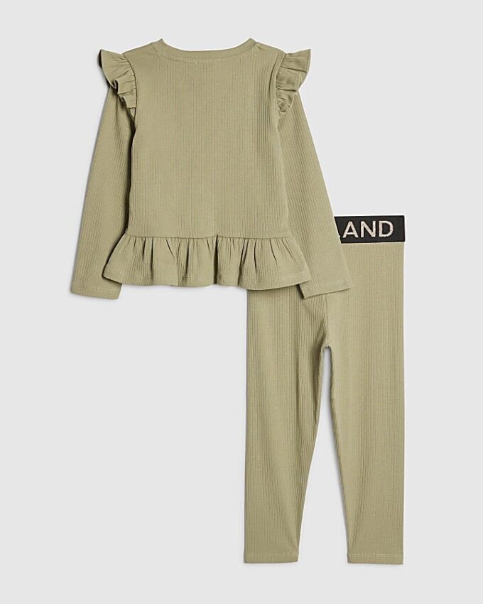 Mini Girls Khaki RI Waist Band Ribbed Set Mini Girls Khaki RI Waist Band Ribbed Set
