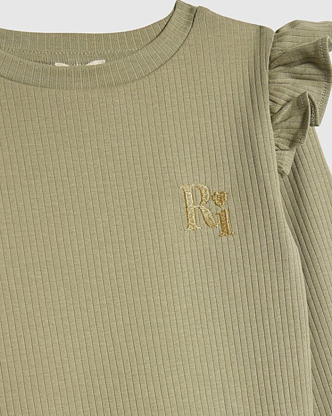 Mini Girls Khaki RI Waist Band Ribbed Set Mini Girls Khaki RI Waist Band Ribbed Set