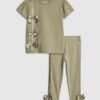 Mini Girls Khaki Satin Bow T-Shirt Set Mini Girls Khaki Satin Bow T-Shirt Set