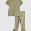 Mini Girls Khaki Satin Bow T-Shirt Set Mini Girls Khaki Satin Bow T-Shirt Set