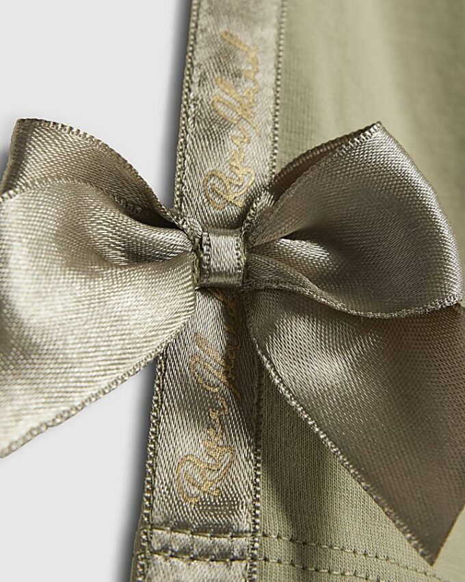 Mini Girls Khaki Satin Bow T-Shirt Set Mini Girls Khaki Satin Bow T-Shirt Set