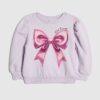Mini Girls lila sweatshirt med rosett