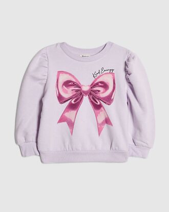 Mini Girls lila sweatshirt med rosett