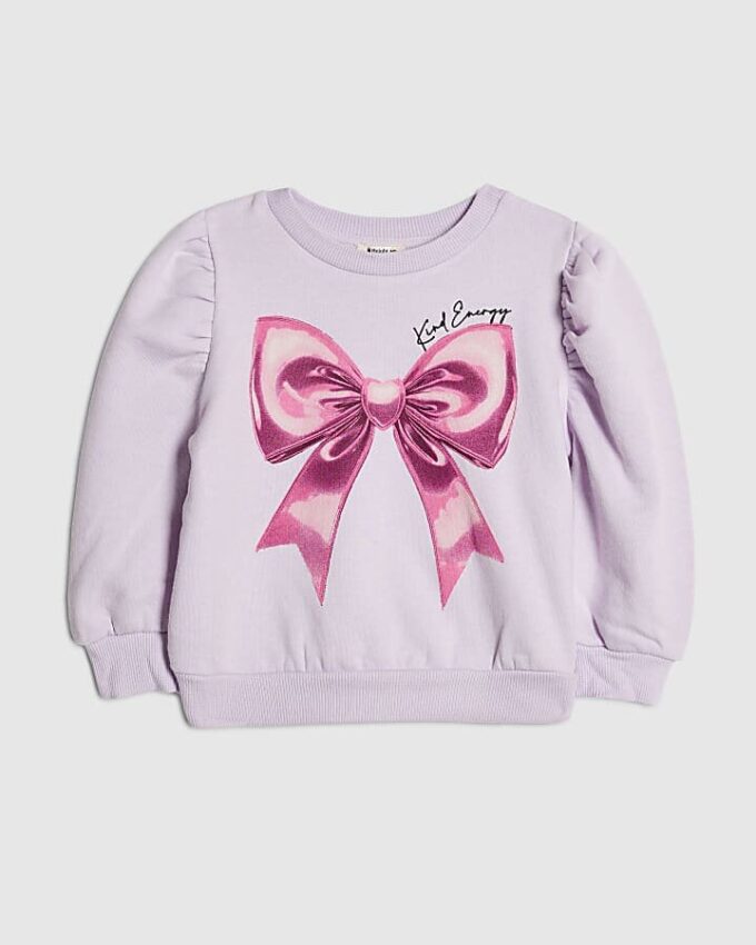 Mini Girls lila sweatshirt med rosett