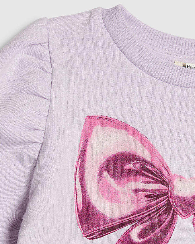 Mini Girls lila sweatshirt med rosett