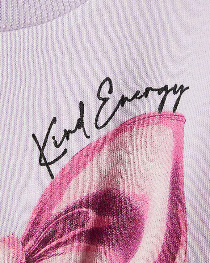 Mini Girls lila sweatshirt med rosett