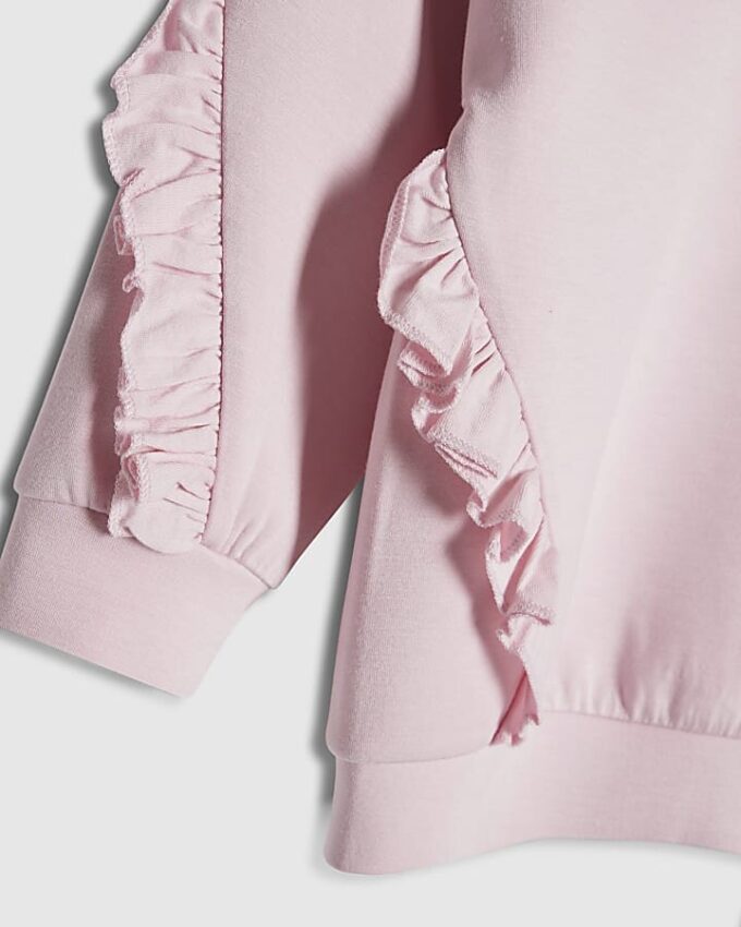 Mini Girls Pink RI Frill Sweatshirt Set
