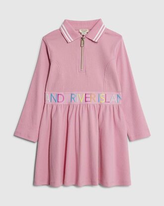 Mini Girls Pink RI Ribbed Dress