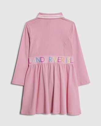 Mini Girls Pink RI Ribbed Dress