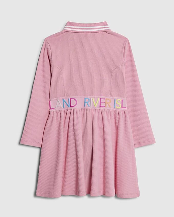Mini Girls Pink RI Ribbed Dress