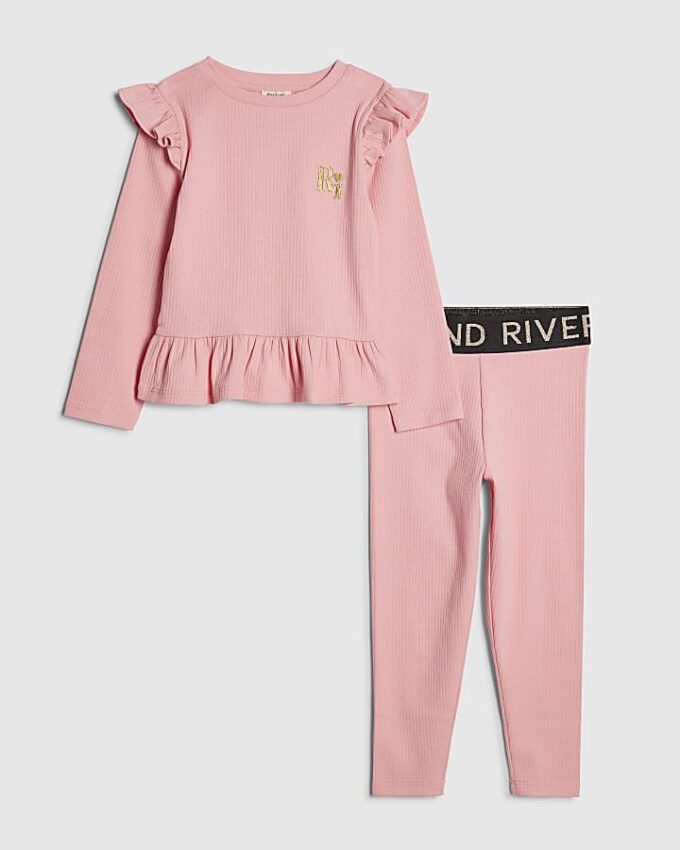 Mini Girls Pink RI Waistband Ribbed Set Mini Girls Pink RI Waistband Ribbed Set