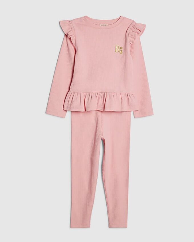 Mini Girls Pink RI Waistband Ribbed Set Mini Girls Pink RI Waistband Ribbed Set