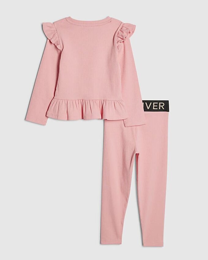 Mini Girls Pink RI Waistband Ribbed Set Mini Girls Pink RI Waistband Ribbed Set