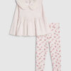 Mini Girls Pink Rib Collar Peplum Top Set Mini Girls Pink Rib Collar Peplum Top Set