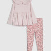 Mini Girls Pink Rib Collar Peplum Top Set