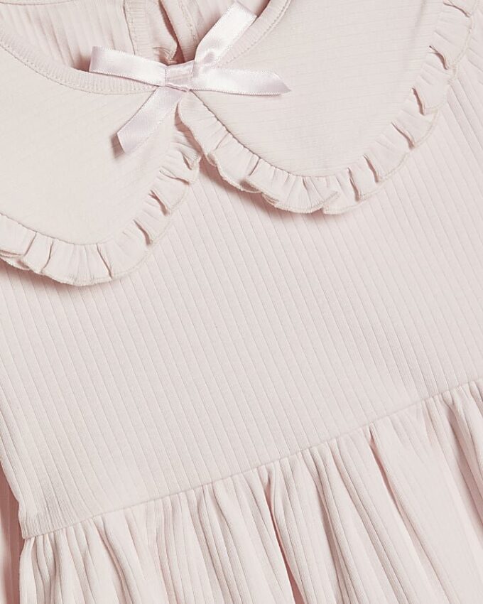 Mini Girls Pink Rib Collar Peplum Top Set Mini Girls Pink Rib Collar Peplum Top Set