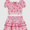 Mini Girls Pink Strawberry Bow Skirt Set Mini Girls Pink Strawberry Bow Skirt Set