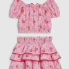 Mini Girls Pink Strawberry Bow Skirt Set Mini Girls Pink Strawberry Bow Skirt Set