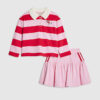 Mini Girls Pink Stripe Polo Shirt Set Mini Girls Pink Stripe Polo Shirt Set