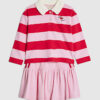 Mini Girls Pink Stripe Polo Shirt Set Mini Girls Pink Stripe Polo Shirt Set