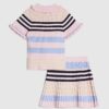 Mini Girls Pink Stripe Polo Shirt Set Mini Girls Pink Stripe Polo Shirt Set