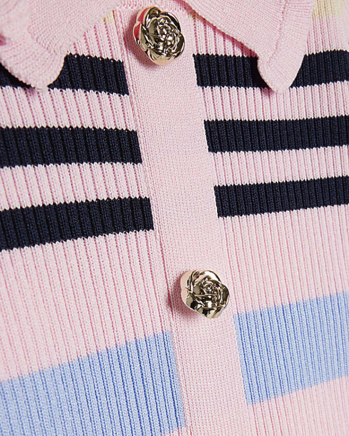 Mini Girls Pink Stripe Polo Shirt Set Mini Girls Pink Stripe Polo Shirt Set
