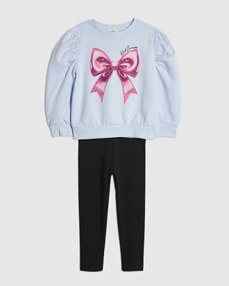 Mini Girls Purple Bow Sweatshirt Set