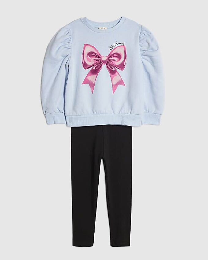 Mini Girls Purple Bow Sweatshirt Set