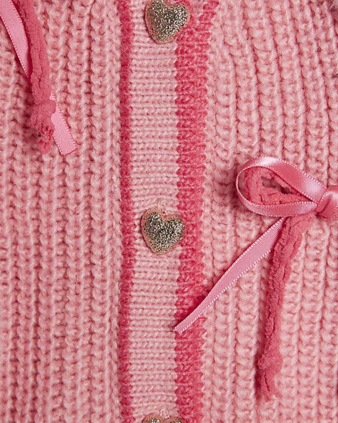 Mini Girls rosa 3D-hjärtbågar-kofta