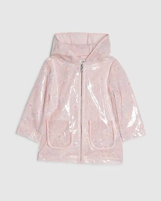 Mini Girls rosa blommig regnrock